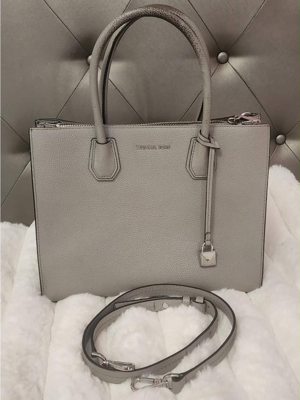 Michael Kors Grey Leather Tote Bag